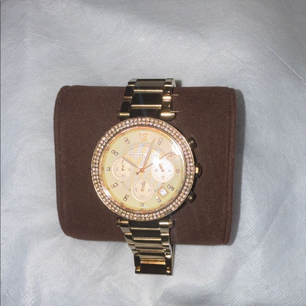 Michael Kors Women's Gold-Tone Watch with Crystal Accents